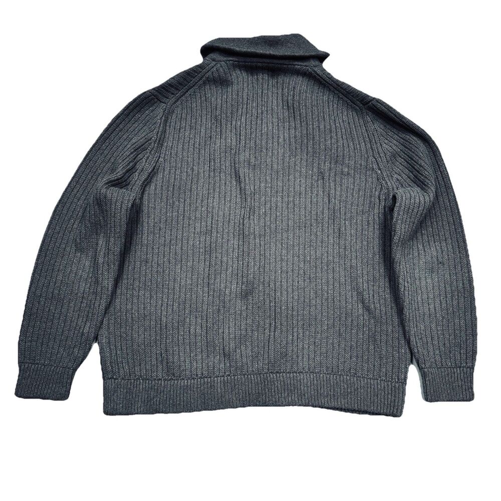 Duluth Trading Wool Blend Cable Brigadier Sweater Mens 2XL T Gray Shawl Collar - Picture 3 of 6